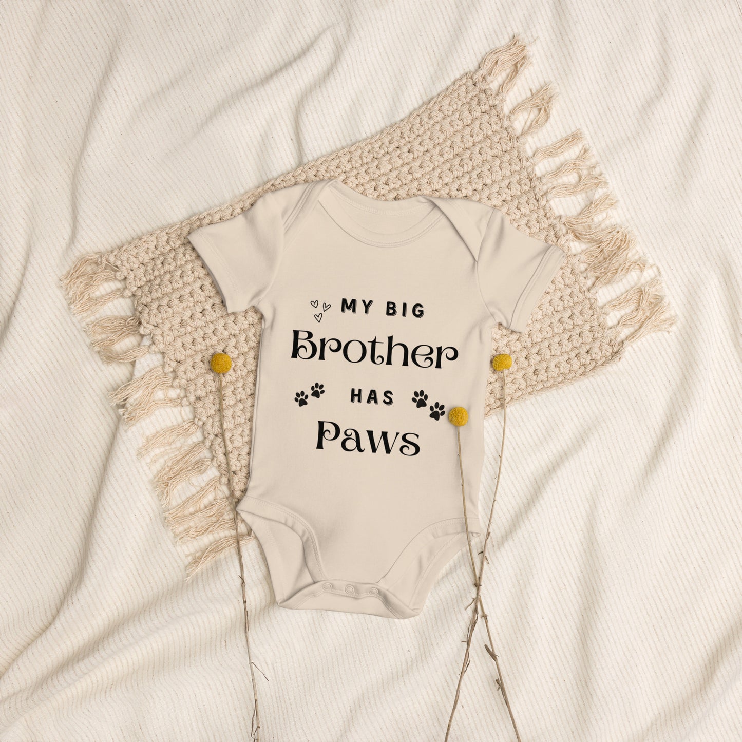 Body personalizat din bumbac cu my big brother has paws.