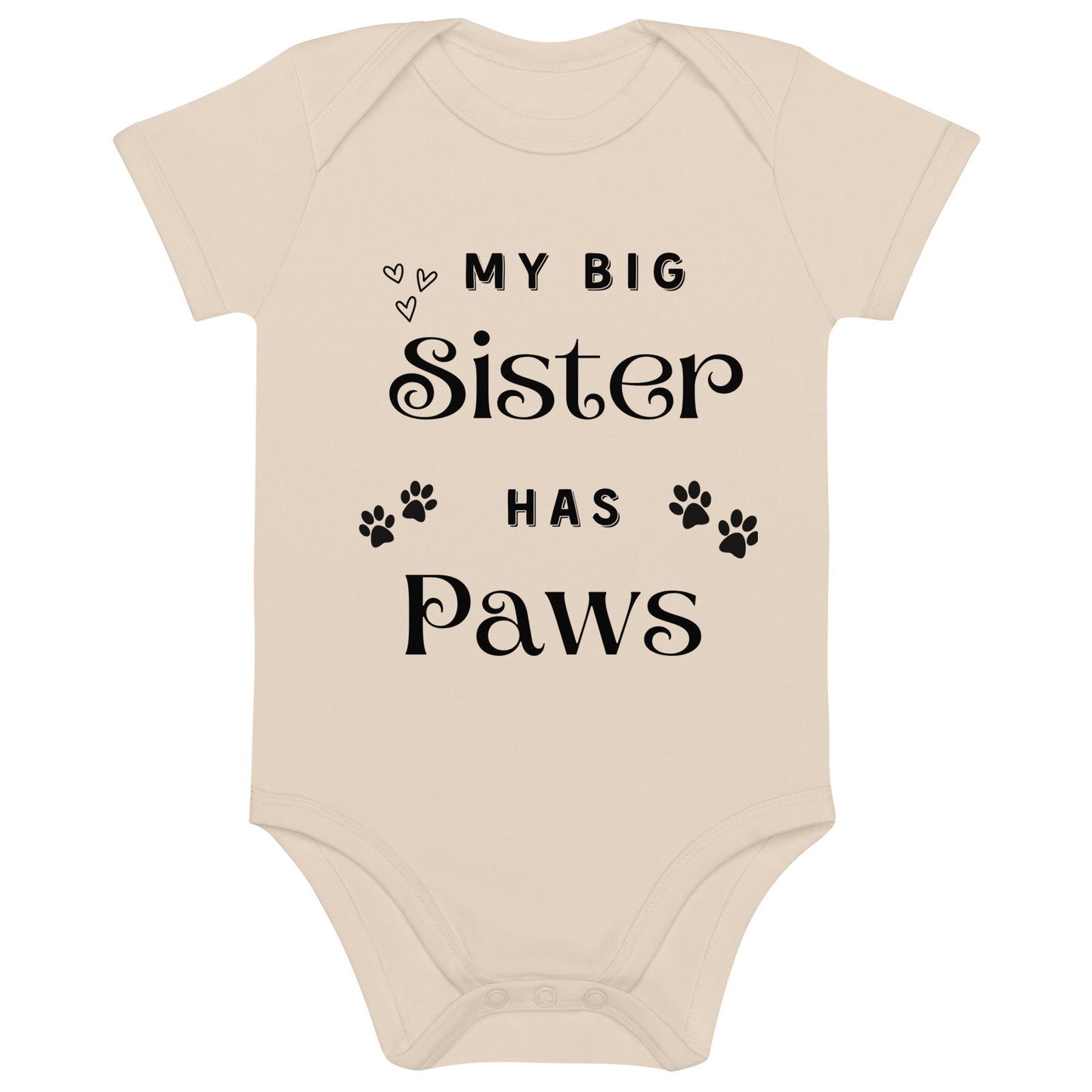 Body personalizat pentru bebelus cu mesajul ”My big sister has paws”