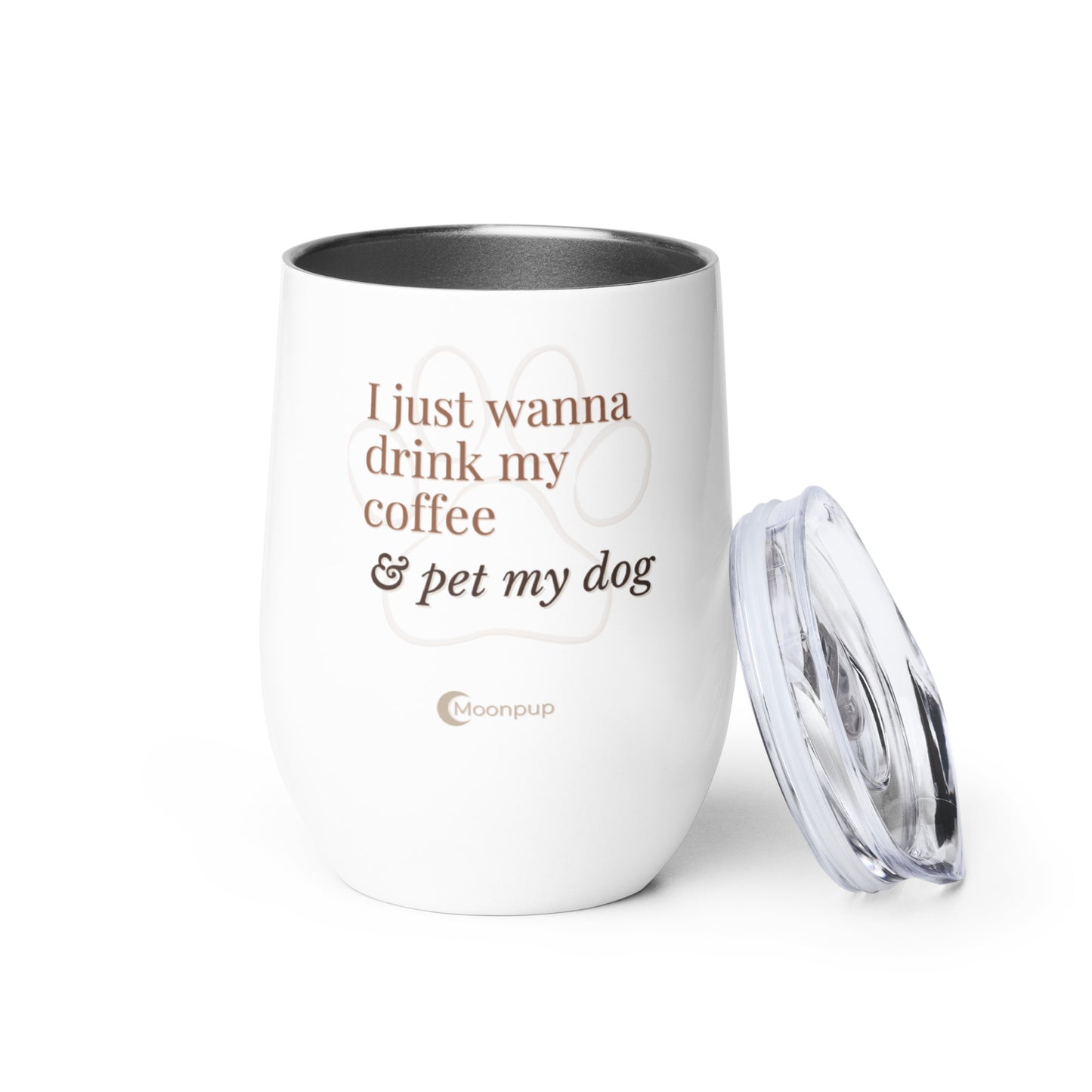Cana termica personalizata de inox cu mesaj pentru dog moms sau dog dad cu capac transparent
