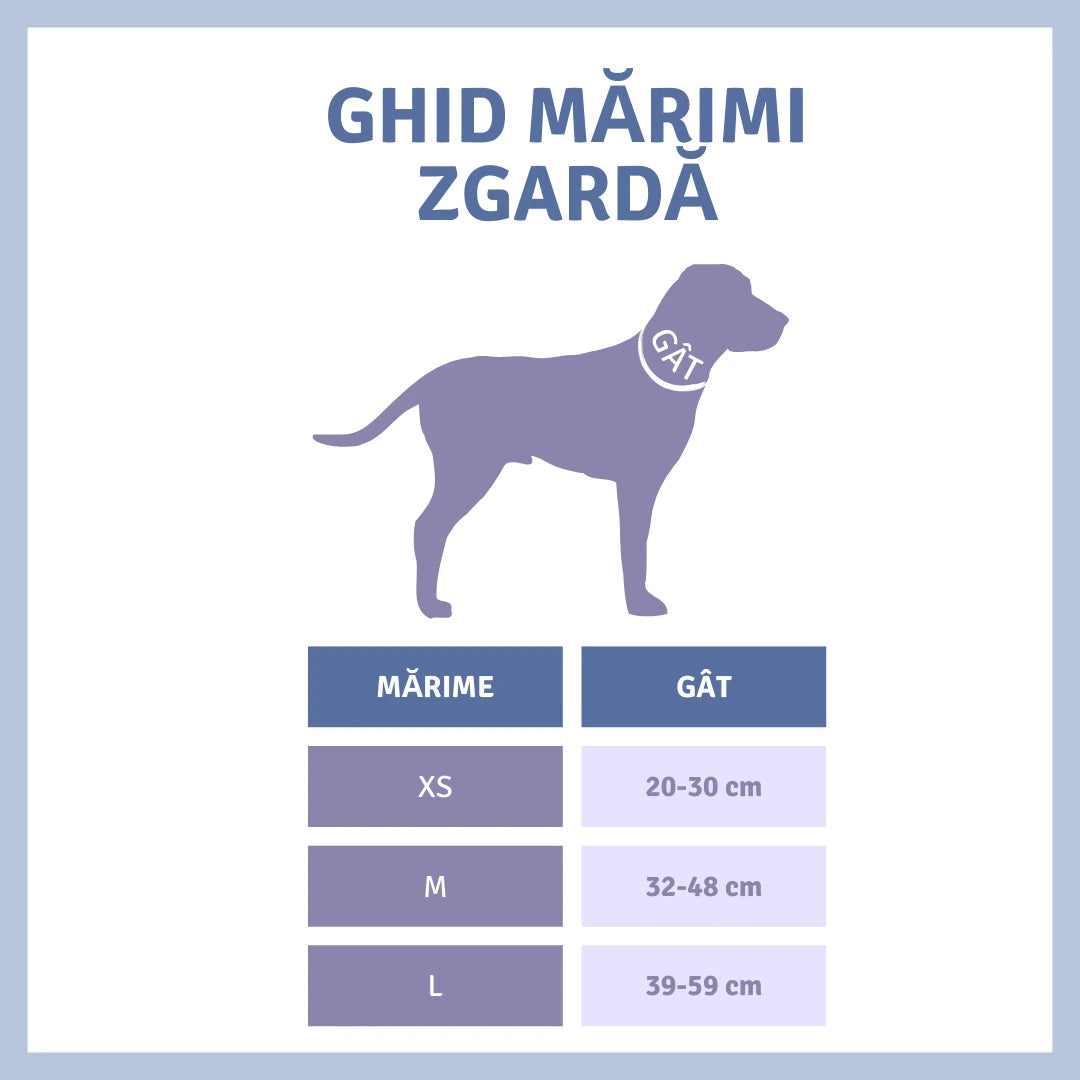 Ghidul de mărimi pentru zgarzile Moonpup – află cum să alegi mărimea perfectă pentru câinele tău. Cu indicații clare pentru mărimile XS, M și L, acest ghid te ajută să găsești zgarda ideală pentru confortul și siguranța patrupedului tău. Asigură-te că alegi dimensiunea corectă pentru o potrivire perfectă și plimbări plăcute.